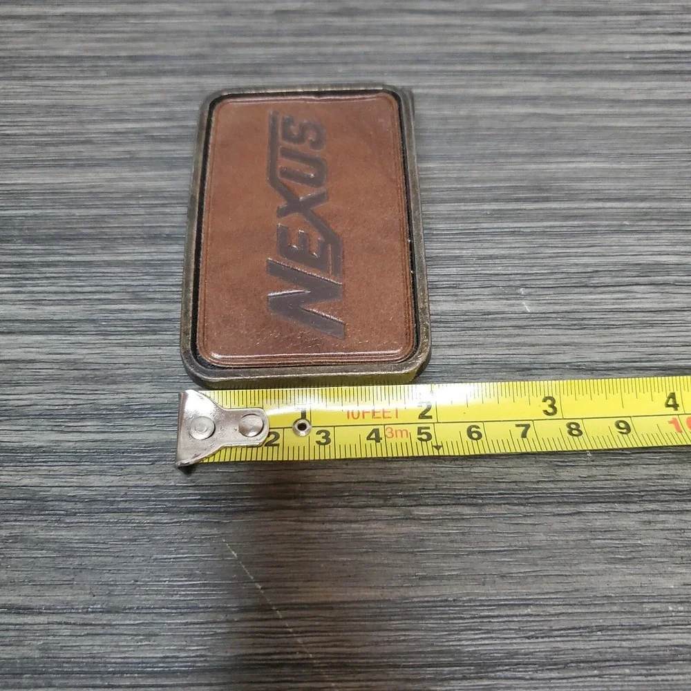 NEXUS Guardian One Piece Brown Tooled Leather Belt Buckle Custom - MADE‎ IN USA